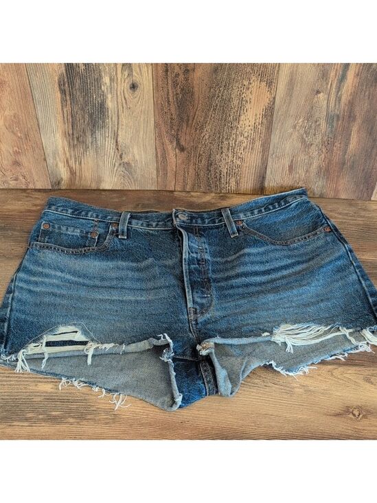 Levi's Pants - Levi's Blue Distressed High Waist Cut off Jean Shorts W34                   V174